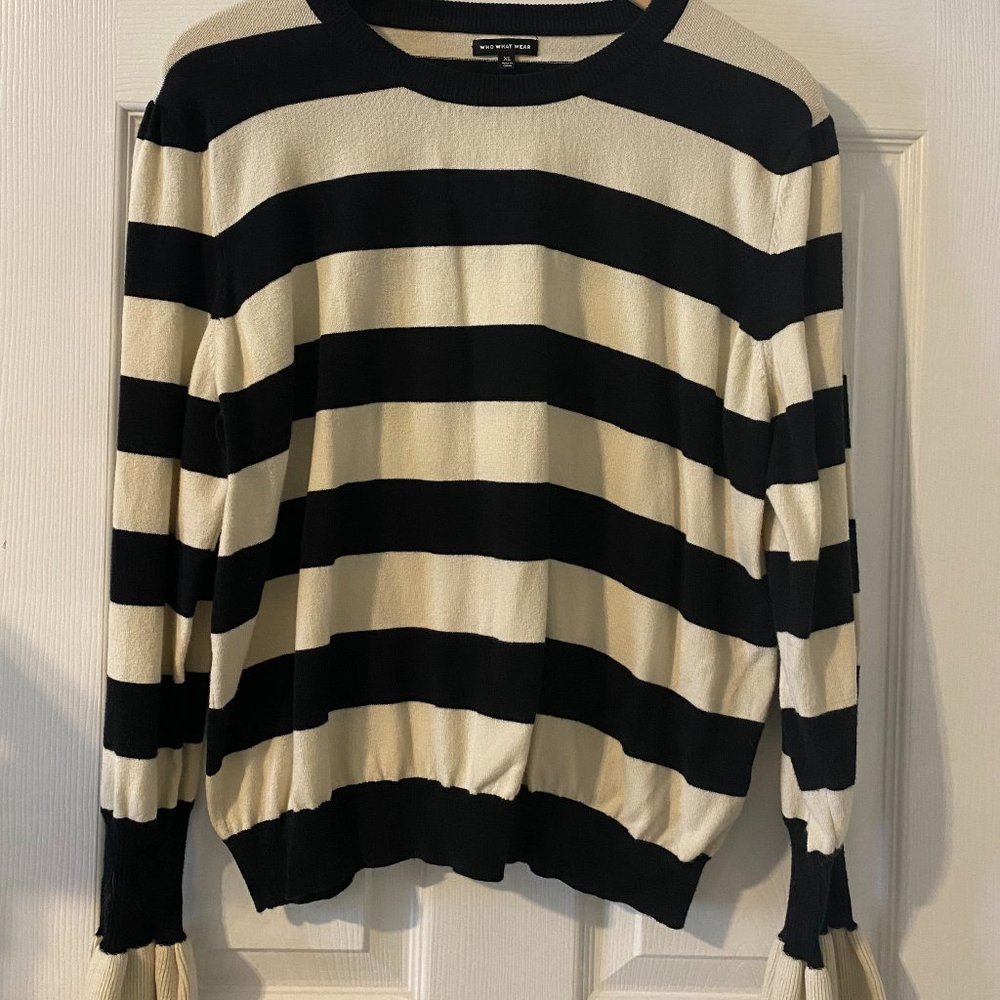 Who What Wear Striped Sweater with Bell Sleeves